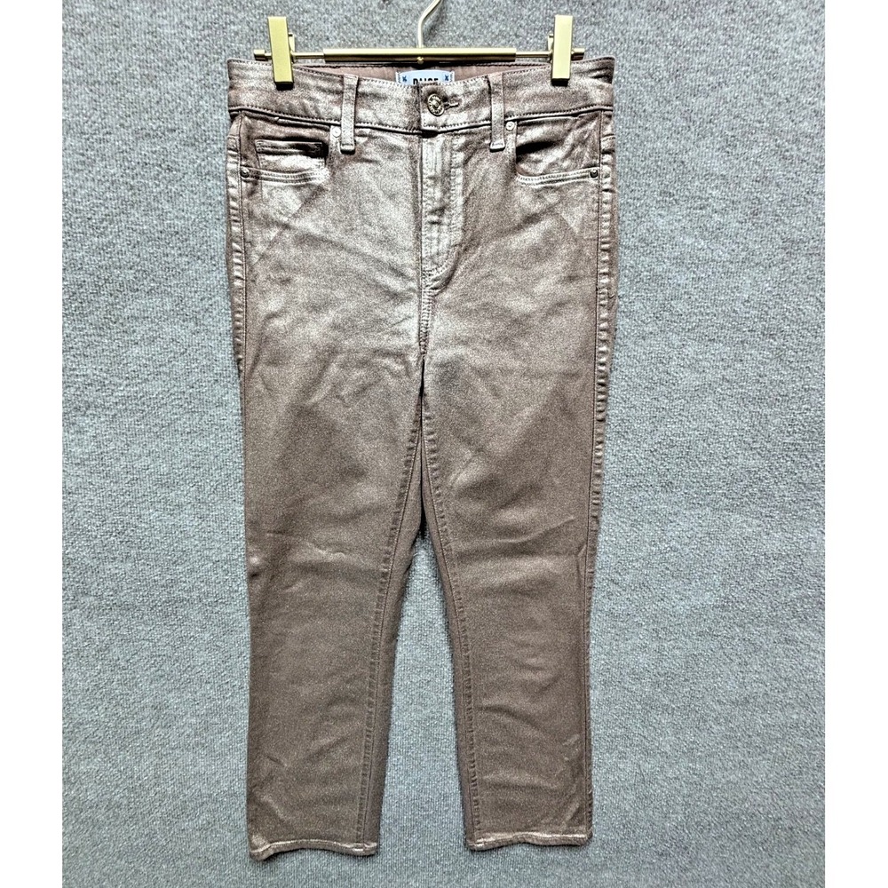 Paige Cindy Women 27 Metallic‎ Sparkle Gold Dust Mid Rise Skinny Jeans Glitter